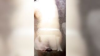 Tried Fucking my Sissy Booty into BBC Sex Toy against the Shower Glass