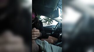 Public tugjob for married stud in park parking lot by t-girl