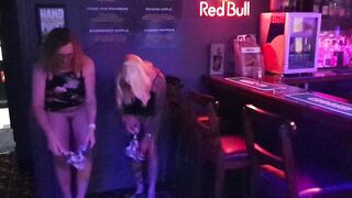 Trans cuties Charlotte and Lisa Swapping Pants in the Bar