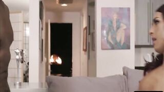 Skinny ts Khloe Kay bounces on Seam Michaels large ebony rod (Sean Michaels)