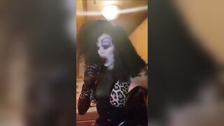 Bushy ebony haired transsexual 4 party and suck