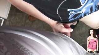 BJ exchange then Blond Twink Takes Tranny Transexual Load to the Face