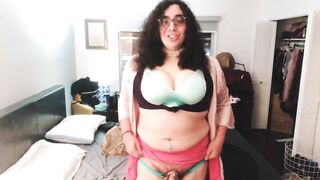 Tranny with Large Fake Melons Implores to be let out of Chastity