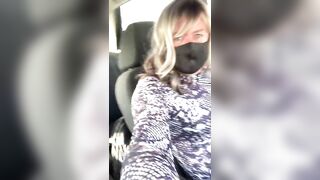 Kelly lustful carpark jerk off in ebony nylons pants heels