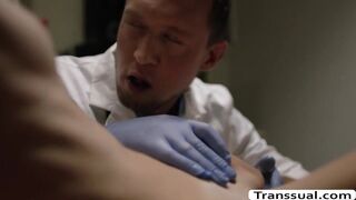 Slender transsexual Crystal Thayer gets drilled in the clinic bareback