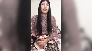 T-Girl Masturbates with Magic Wand and Post Climax Punishment
