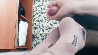 I bang my feet in socks until the semen runs