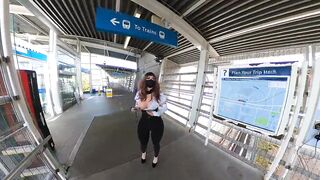 Crossdresser flashing in a educate station