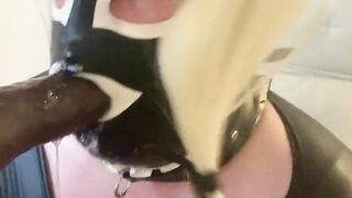 Large ebony shlong dominated sissy wench with hard facefuck