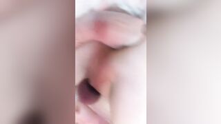 Spun out t-girl plays with thick toy and cums all over!