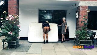 Mistresse finds a smutty urinate juicy mattress on the street for sissy
