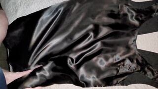 Making a mess all over the satin lining of a ebony suit