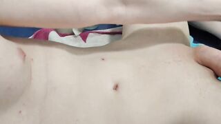 Unfathomable abdomen bulge with dildos