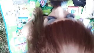 Katoey in the woods jerking off and blowing a penis in public Thailand