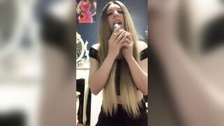 Sissy tastes her own booty and likes it
