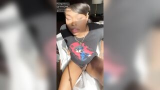 Ebony trans hotty getting head , jerking off and sex toy play