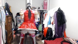 PVC Sissy Cosplay Amy Rose Gasmask Breathplay with Sextoy