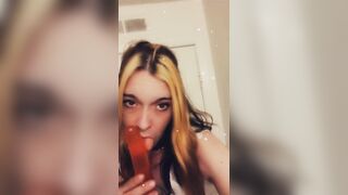 Nice-Looking Face Giving Sexy Oral Sex Tease