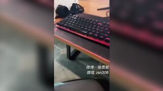 Public Gaming store super cute Ladyboy masturbate and cum on her chair