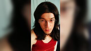Femboy twink jerks off and supplicates for dad's wang