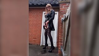 Transsexual Squatting for a Urinate Outdoors