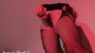 Sissy Lili have a sissygasm from anal pounding against the wall