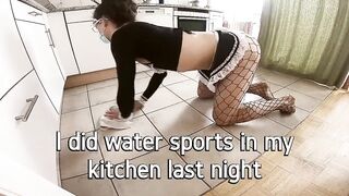 hot sissy maid with bubble booty and lengthy legs in fishnet do housework at home