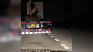 Flashing my Butt on Truck on busy Road