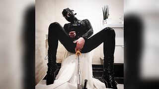 Banging Machine Cumming Latex Bodysuit Solo