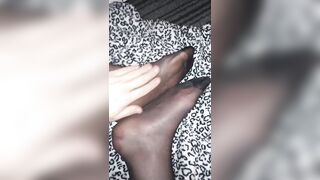 nylon feet cum