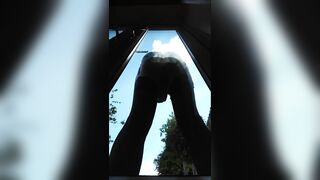 TV Screws doldo in garden