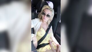 Aubrey and dude jerking off and sucking every other in car