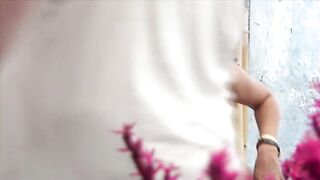 Modeling white underware and heels Angeles Cid gets her biggest dick out.