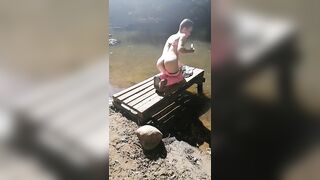 Masturbating on a dog in broad daylight by a public river, an awesome impression.