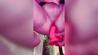 Femboy arsehole swallows pink sex tool hungrily