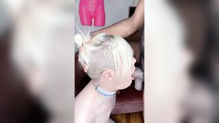 Fem Male Sucking & Deepthroating an XXL Rod