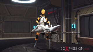3DXPASSION - Transsexual sex cyborg screws hard an alien in the underground and secret US military base