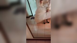 Shemale Hentai Bride was looking at mirror then show her knob
