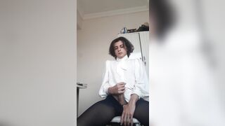 Cute sexy tranny solo masturbation and cum