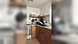 TRANS NATALIA HAZE in her 1ST SUIT FLOGGING her BUTT in the KITCHEN then CUMMING on BED