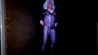 crossdresser kellycd2022 hawt mother i'd like to fuck masturbating large weenie large spunk flow outdoor in hot bodystocking dress and heels