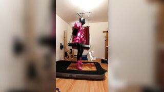 Sissy Maid Stuck on Biggest Sex Tool on the Wooden Pony...