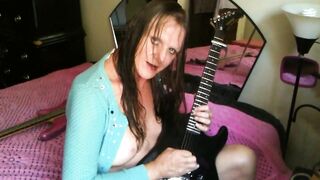 Lizzy Yum T-Girl guitar boobies up all night two get fortunate cover tribute Livecam