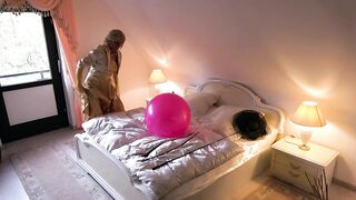 Chantal Fouet As A Golden Lady In A Pleated Satin Gown