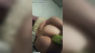 Overweight Booty Shemale Cdbobbiejoejoe Screwing Self with Large Cucumber