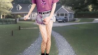 CUTE TRANNY SPUNK FLOW IN THE GARDEN SEXY JEANS SHORTS HAWT TIGHTS BEAUTIFUL PENIS MASTURBATING IN FRON OF THE NEIGHBORS
