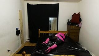 Inescapable Self Slavery Metallic Fiddle Sissy Maid in Chasity Gagged and Ballet Boots