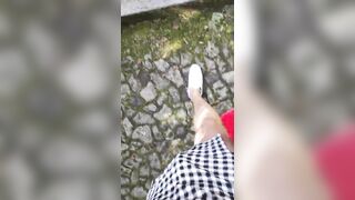 JoanaLoveTs walking in the park and masturbating showing legs and white tennis shoes
