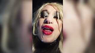 Sissy cumslut enjoys face full of cum and swallows