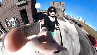 Short petticoat on a scooter